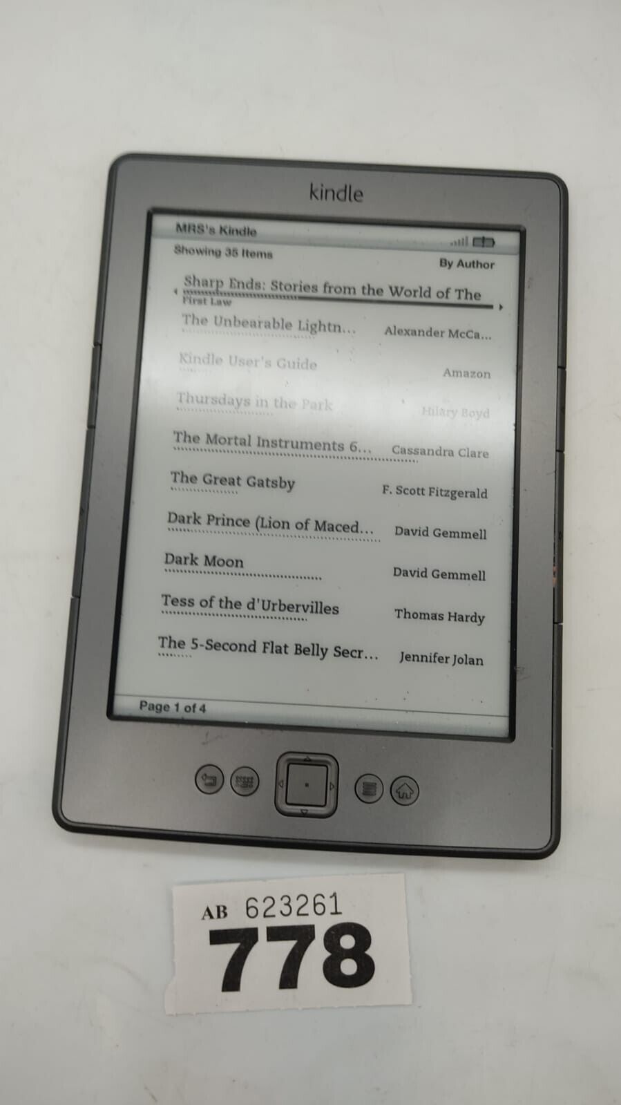 Amazon Kindle D01100 4th Generation Wi-Fi Tested Working. Device Only