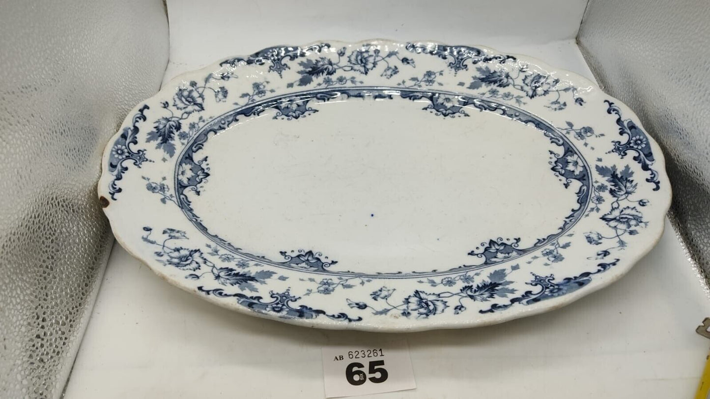 Antique S. Hancock & Sons, Blue & White Large Serving Platters Chipped