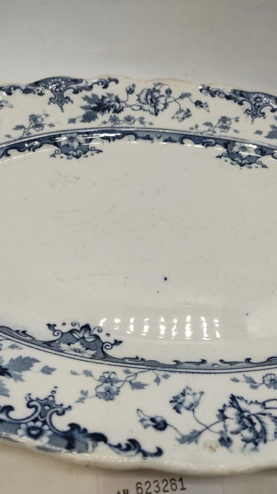 Antique S. Hancock & Sons, Blue & White Large Serving Platters Chipped