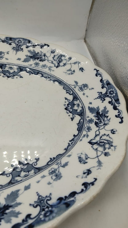 Antique S. Hancock & Sons, Blue & White Large Serving Platters Chipped