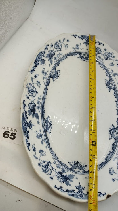 Antique S. Hancock & Sons, Blue & White Large Serving Platters Chipped