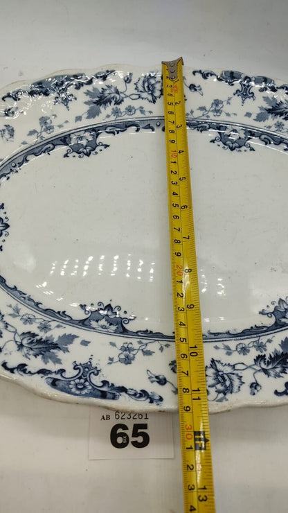 Antique S. Hancock & Sons, Blue & White Large Serving Platters Chipped