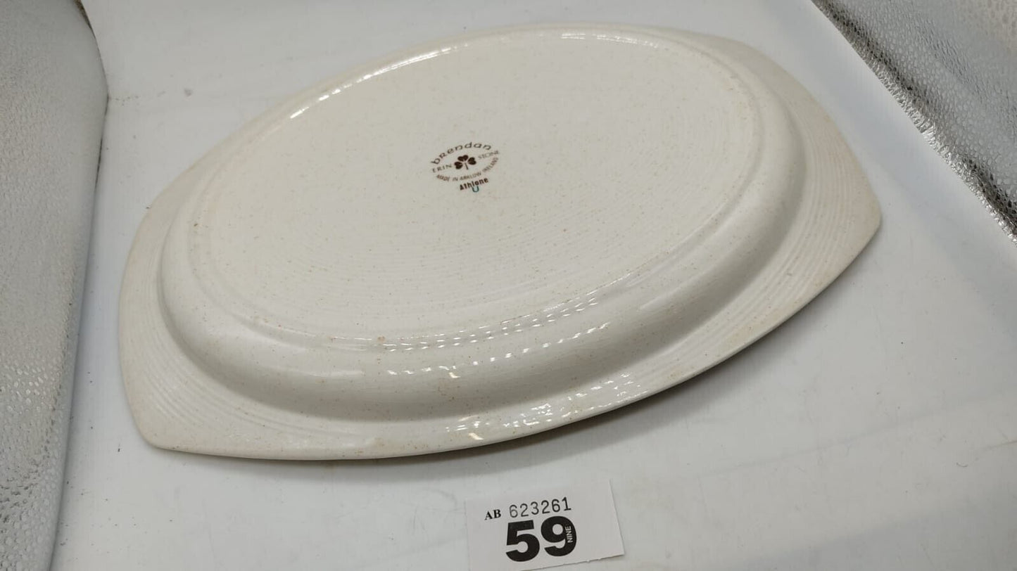 Brendan Erin Stone Athlone Design Oval Platter, Vintage