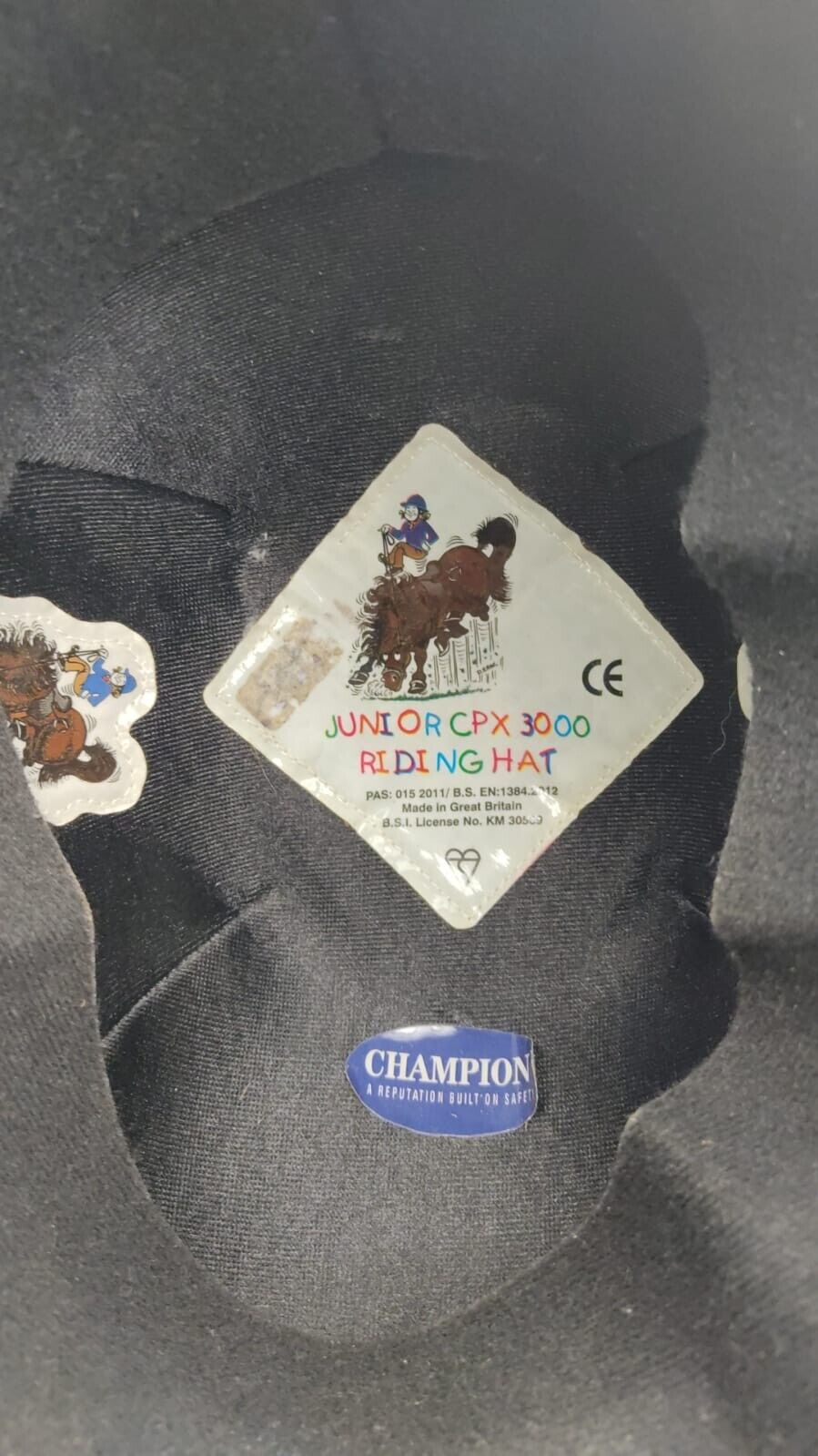 Champion Junior CPX3000 Black Velvet Horse Riding Hat