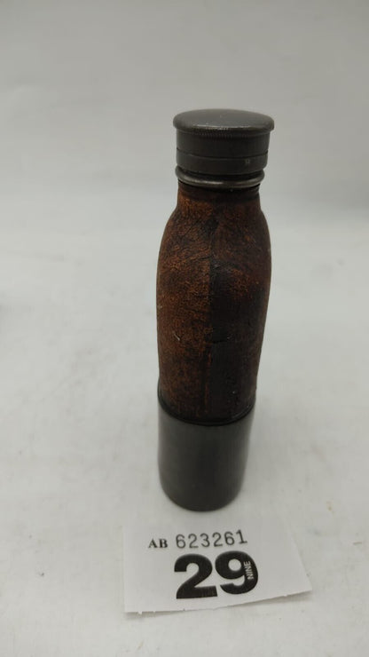 Vintage, Pewter & Leather Hip Flask Screw Top 100ml