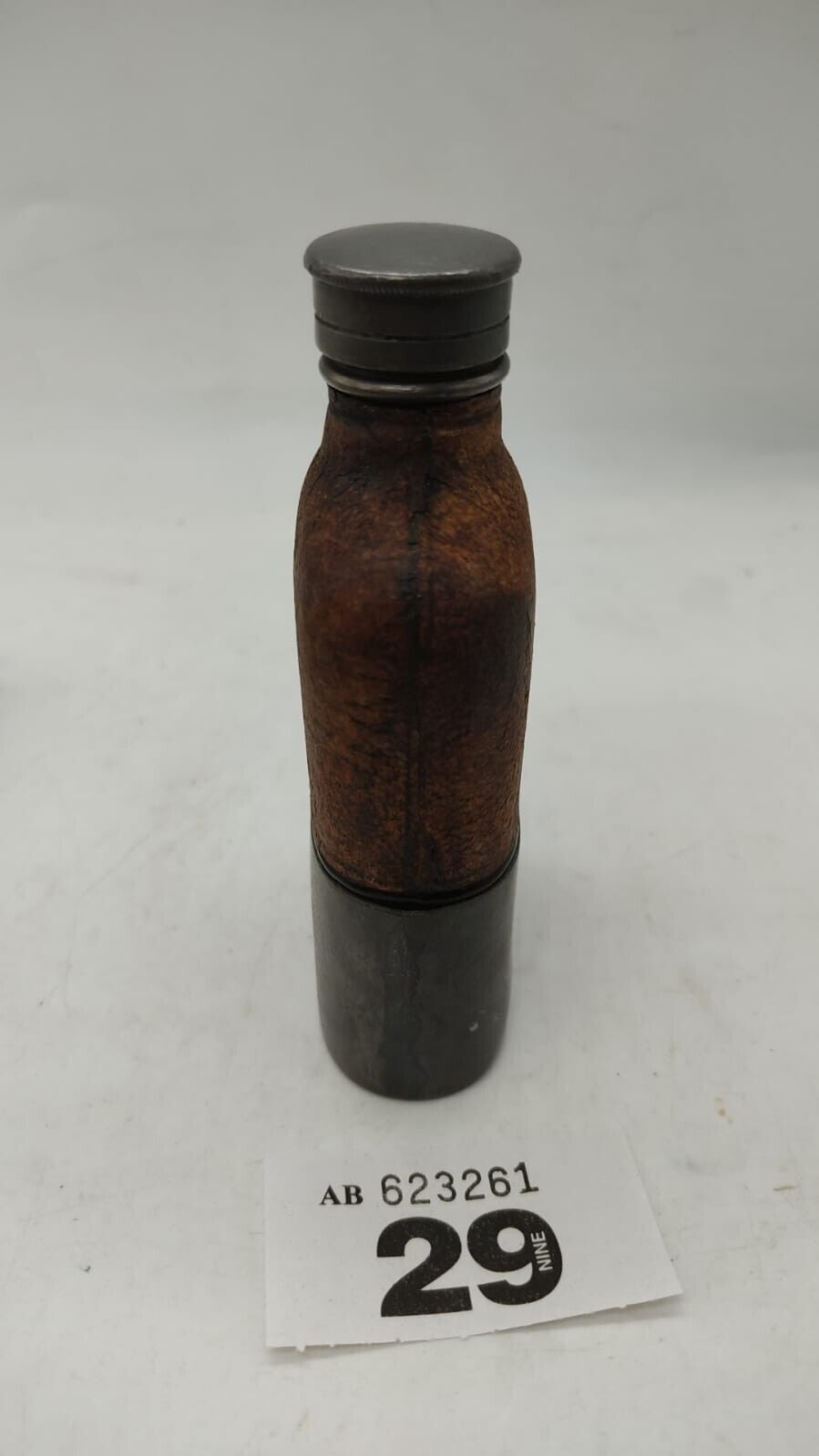 Vintage, Pewter & Leather Hip Flask Screw Top 100ml