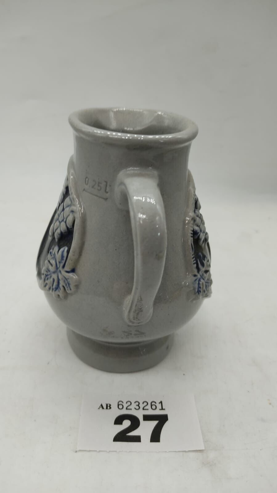 Zoller & Born German Stoneware Pottery Wine Small Jug Pitcher Cobalt Blue & Gray