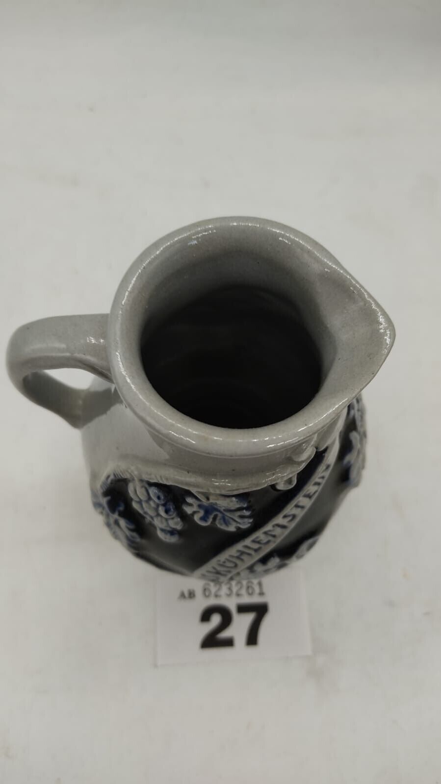 Zoller & Born German Stoneware Pottery Wine Small Jug Pitcher Cobalt Blue & Gray