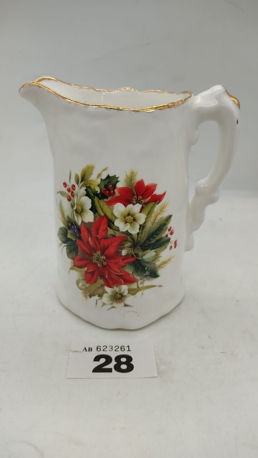 Staffordshire Fine Bone China Flower Design Pitcher, Vintage