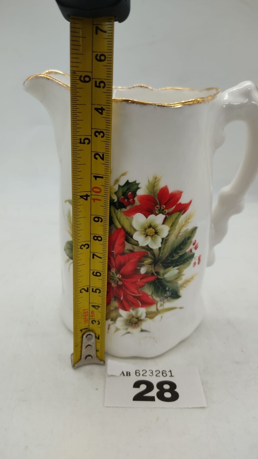 Staffordshire Fine Bone China Flower Design Pitcher, Vintage