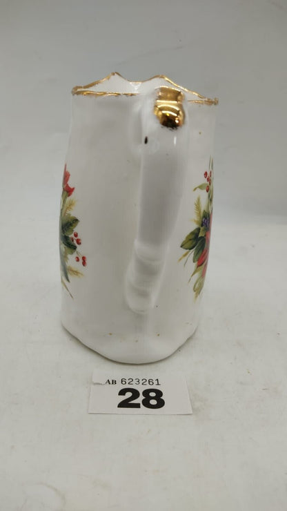 Staffordshire Fine Bone China Flower Design Pitcher, Vintage