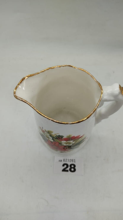 Staffordshire Fine Bone China Flower Design Pitcher, Vintage