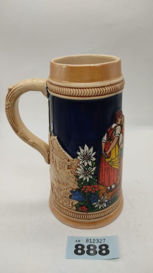 Large Beer Steins with Handle Ceramic, Made in West Germany - Vintage