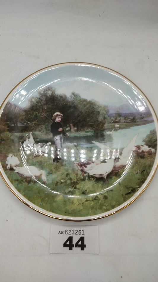 Royal Overhouse China Plate "Tending The Geese" by Luigi Chialiva