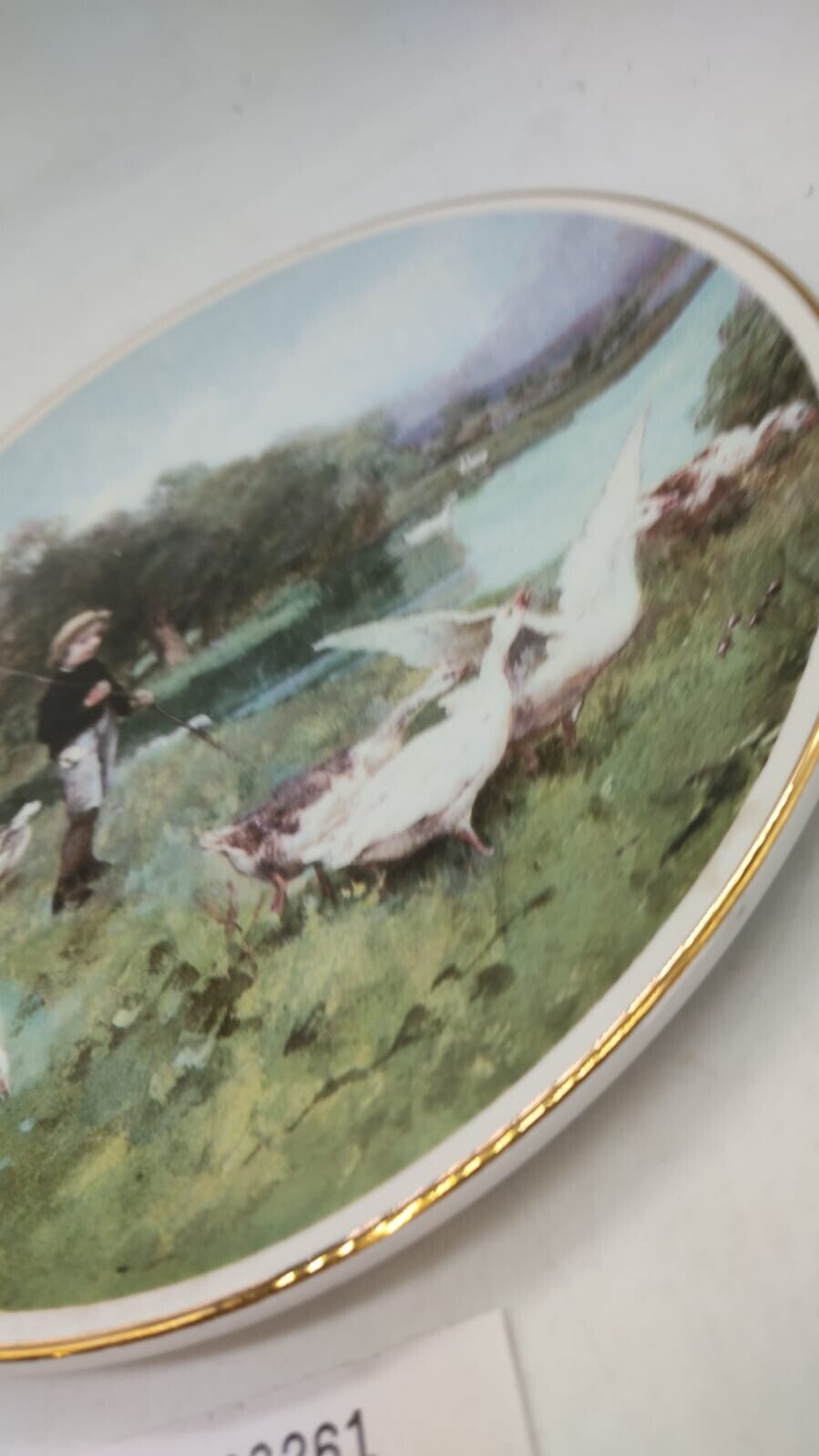 Royal Overhouse China Plate "Tending The Geese" by Luigi Chialiva