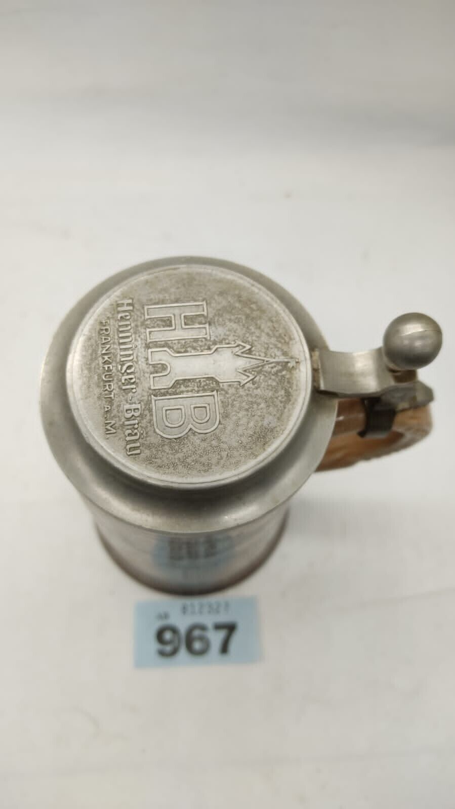 Vintage German Beer Stein, Strasbourg Beer Stein, Pewter Hinged Lid, Marked