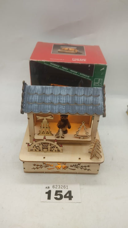 Konstsmide Led Wooden Market Stall “Christmas Shop” w/ Grey Roof Christmas Light