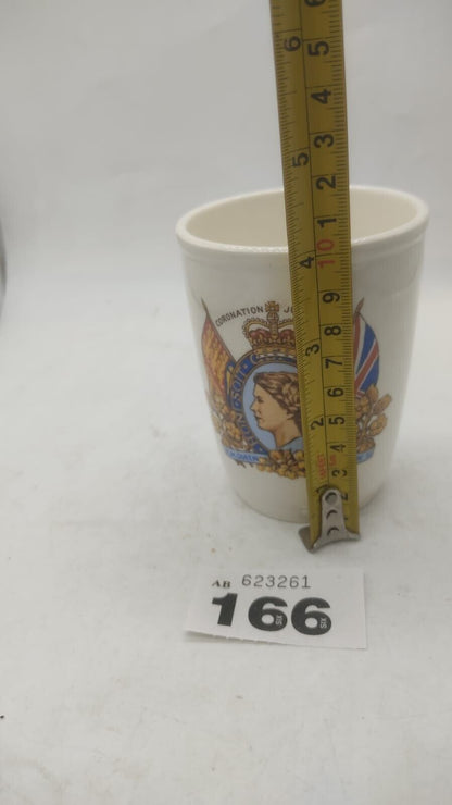 Kirkhams Cup Ironstone Beaker Official Issue Queen Elizabeth II Coronation 1953