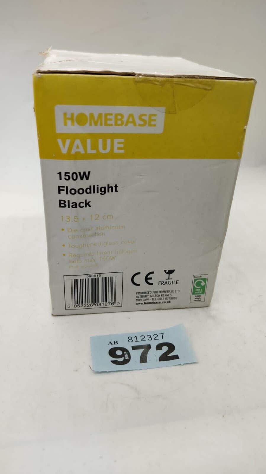 Homebase Value 150W Security Floodlight in Black. Boxed