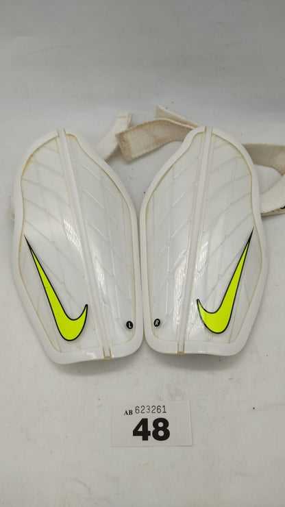 Nike Hook & Loop Athletic Flex Shin Guards Straps Pads White Size Small