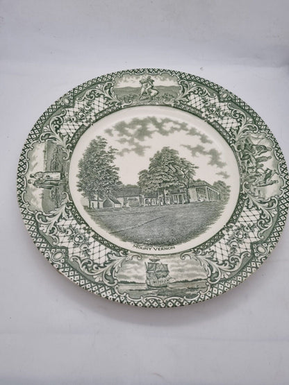 Rare Crown Ducal England Colonial Times Dinner Plate Mount Vernon 10 1/2"