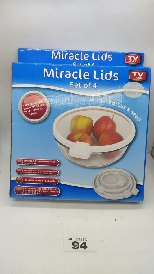 Miracle Lids Covers, Magic Lids, Flexible 4pcs Keeping Food Fresh Reusable. New