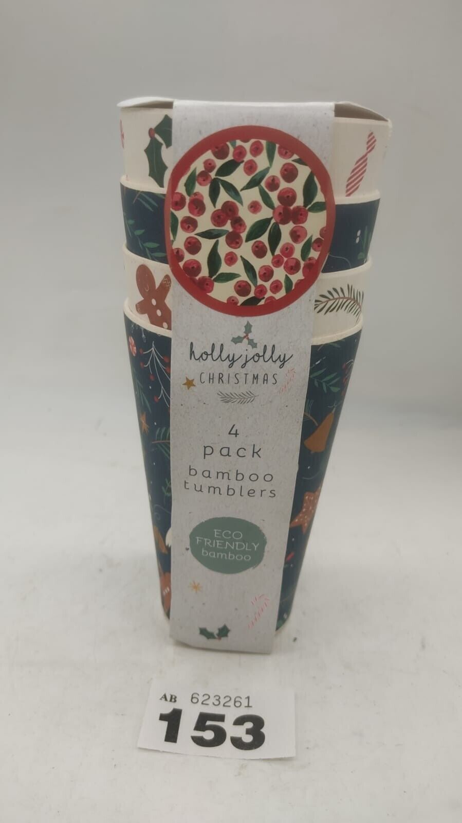 Holly Jolly Christmas 4 Pack Bamboo Tumblers