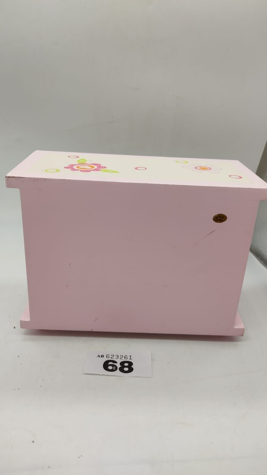 Girl's Pink/White Trinket Keepsake Jewelry Box with Floral Designs