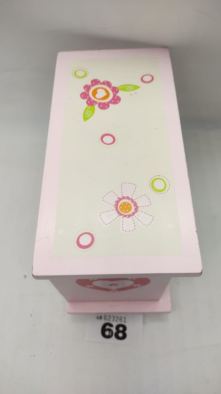 Girl's Pink/White Trinket Keepsake Jewelry Box with Floral Designs