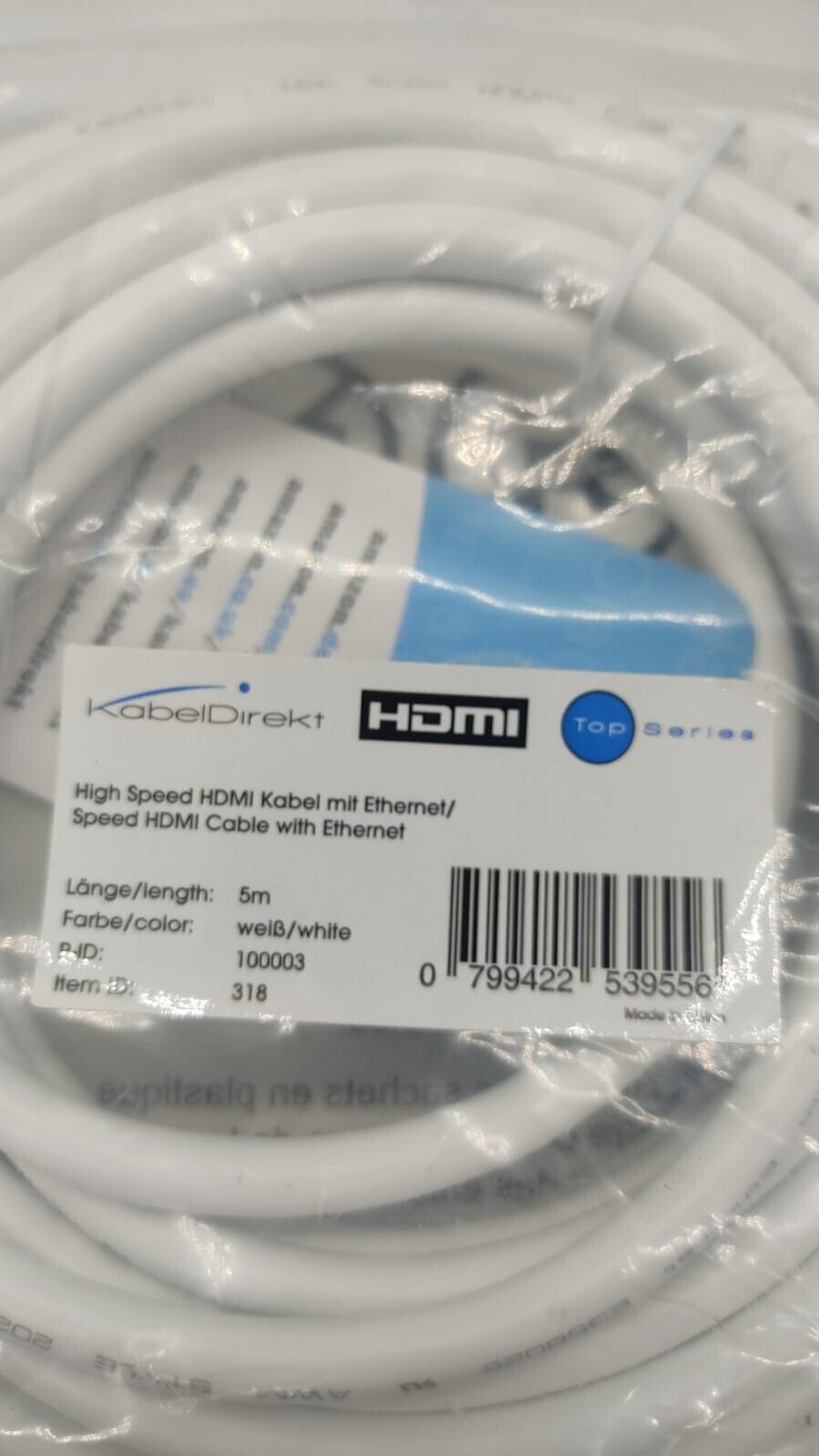 KabelDirekt High Speed HDMI Cable HD TV 4K 3D 5 Metre White