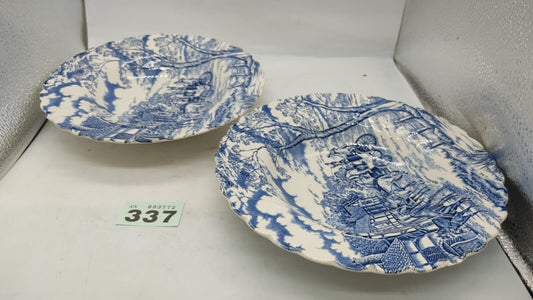 Pair of Myott Royal Mail Bowls Hand Engraved Fine Staffordshire Ware Vintage