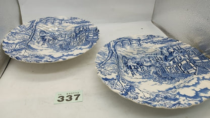 Pair of Myott Royal Mail Bowls Hand Engraved Fine Staffordshire Ware Vintage