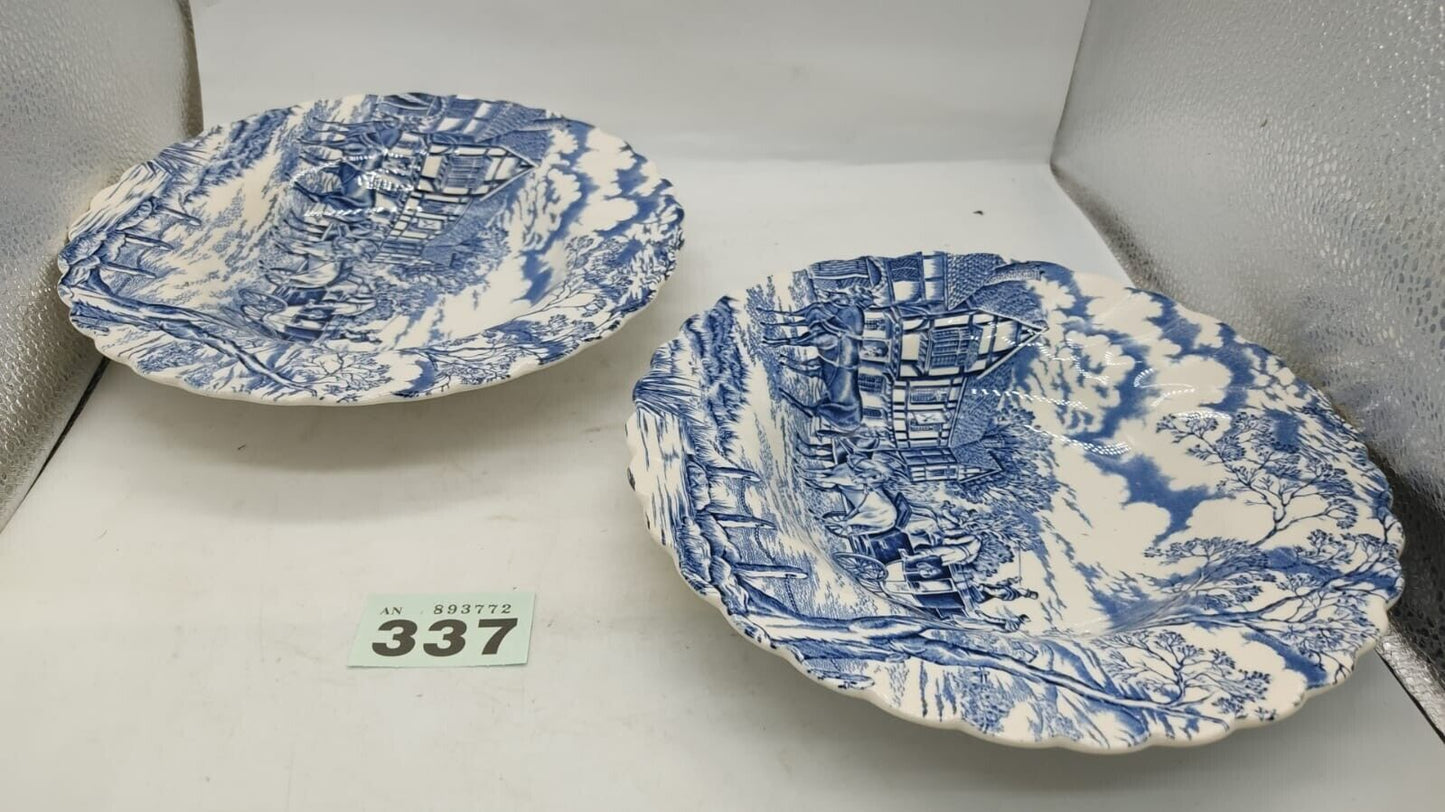 Pair of Myott Royal Mail Bowls Hand Engraved Fine Staffordshire Ware Vintage