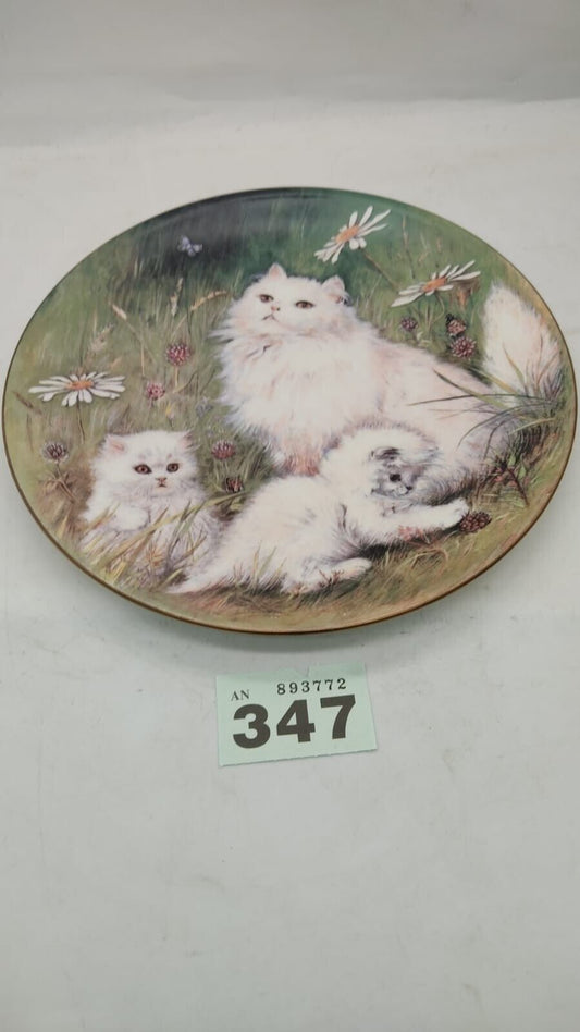 Vintage Royal Worcester Decorative Plate Tabitha Grey Persian Cat Design England