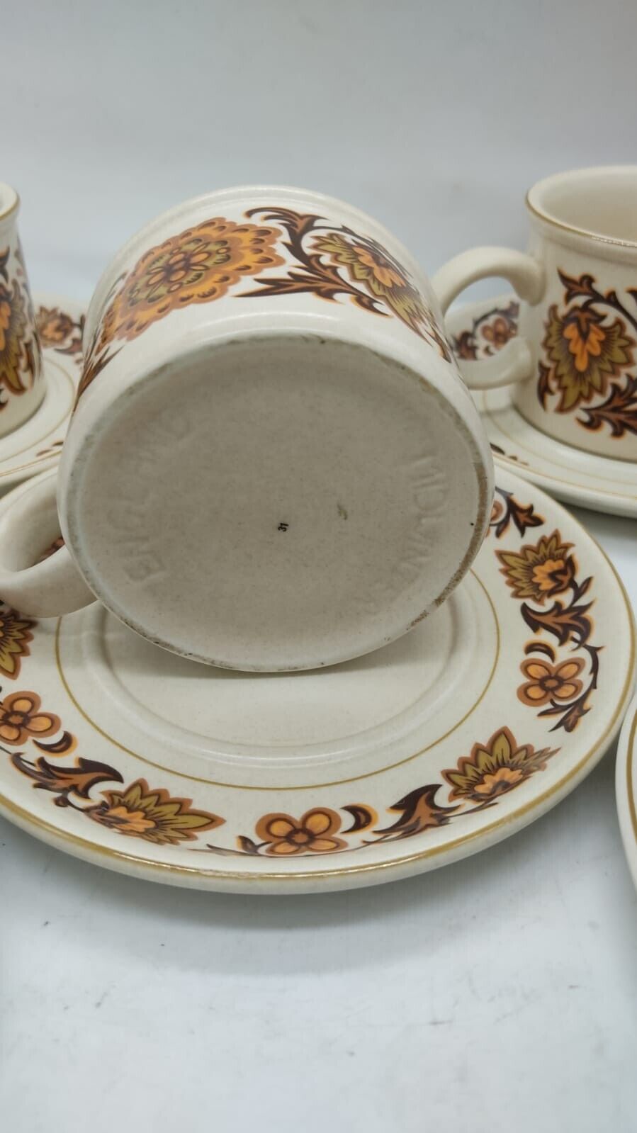 10-piece Stonehenge Midwinter Teacups and Saucer Set, Mid-Century Retro Vintage