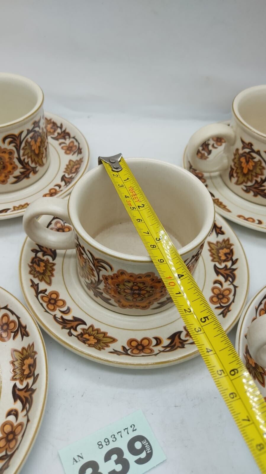 10-piece Stonehenge Midwinter Teacups and Saucer Set, Mid-Century Retro Vintage