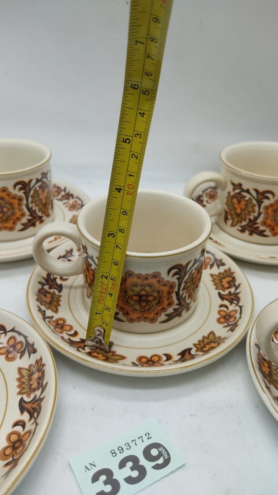 10-piece Stonehenge Midwinter Teacups and Saucer Set, Mid-Century Retro Vintage