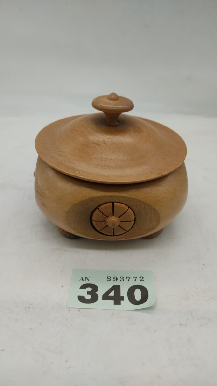 Wooden Footed Trinket Box Made by Visnar in Yugoslavia Brown Vintage