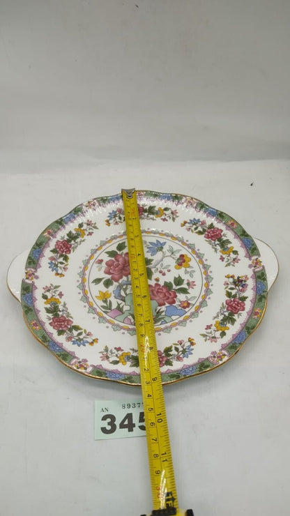 Vintage Flower of Amaran Rosina Queens Indian Tree Double Handled Bread Plate