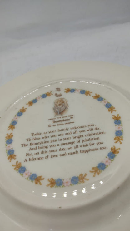 Adorable Vintage ‘Royal Doulton’ ‘Bunnykins’ Christening Plate. 1991 England