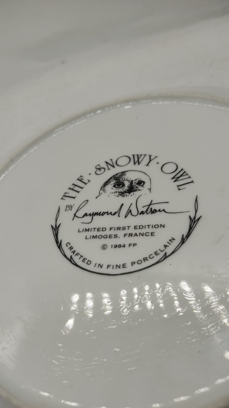 Limoges Owl Plate The Snowy Owl By Raymond Watson *Limited First Edition Vintage