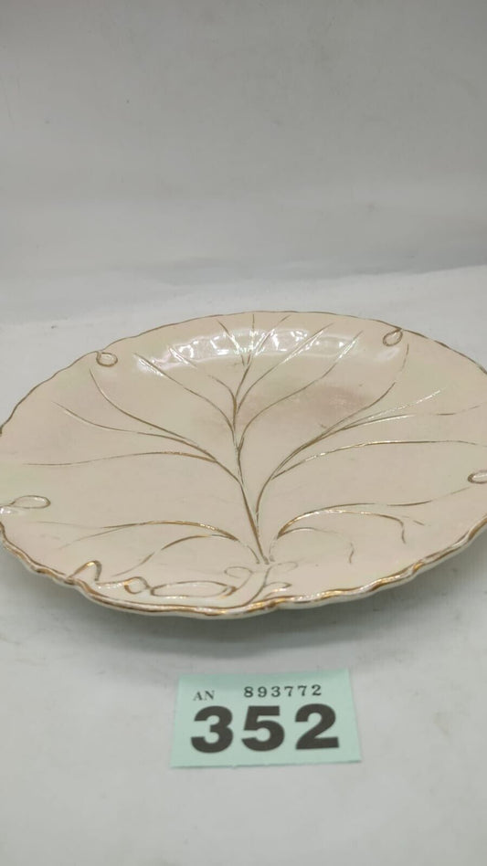 Cake Plate with Leaf Pattern & Pearlescent Paint Effect Fine Bone China Vintage