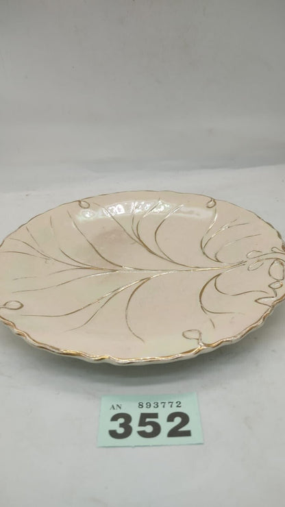 Cake Plate with Leaf Pattern & Pearlescent Paint Effect Fine Bone China Vintage