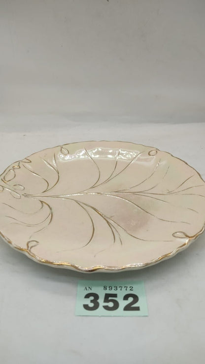 Cake Plate with Leaf Pattern & Pearlescent Paint Effect Fine Bone China Vintage