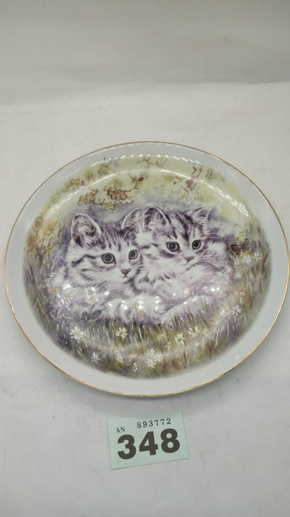 Vintage NBJ Staffordshire Collectors Plate Kittens with Butterfly Design England