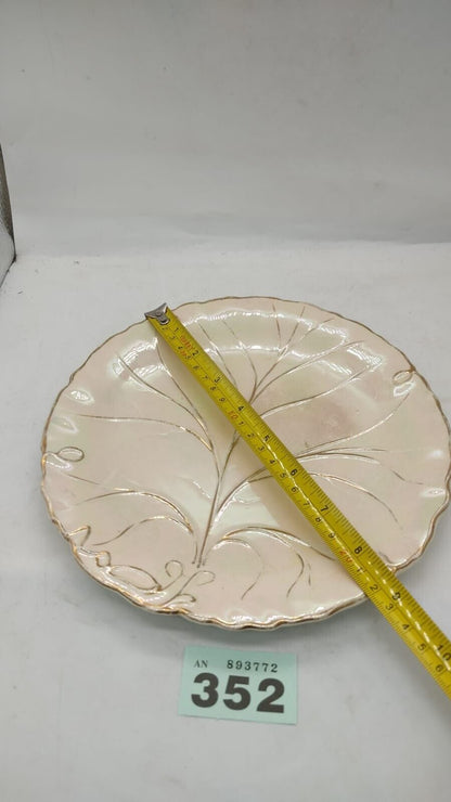 Cake Plate with Leaf Pattern & Pearlescent Paint Effect Fine Bone China Vintage