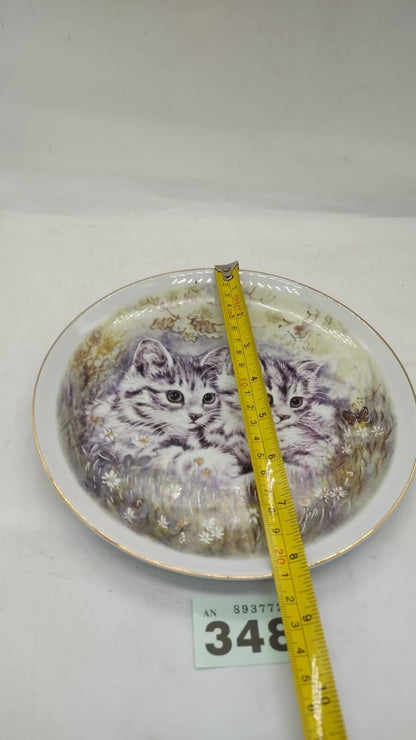 Vintage NBJ Staffordshire Collectors Plate Kittens with Butterfly Design England