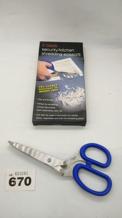 Shredding Scissors 5 Blade Multi Cut Security Paper Shredder Kitchen Salad Cut