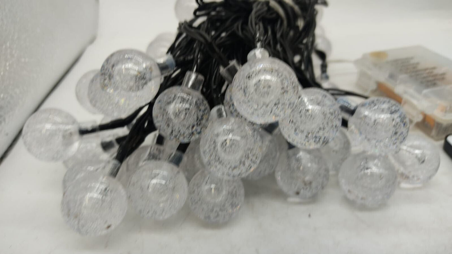 50 Small Round Battery Operated White Outdoor Garden Lights with Remote - Unused