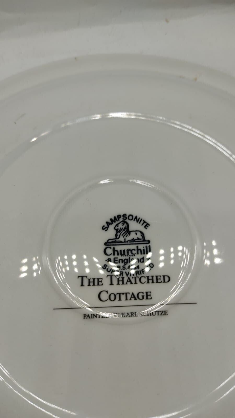 Vintage Sampsonite Churchill Super Vitrified Plate Thatched Cottage Karl Schutze